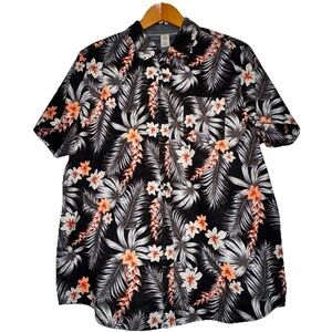 Hurley Men’s L Tropical Short Sleeve Button Up Hawaiian Shirt Floral Casual Top